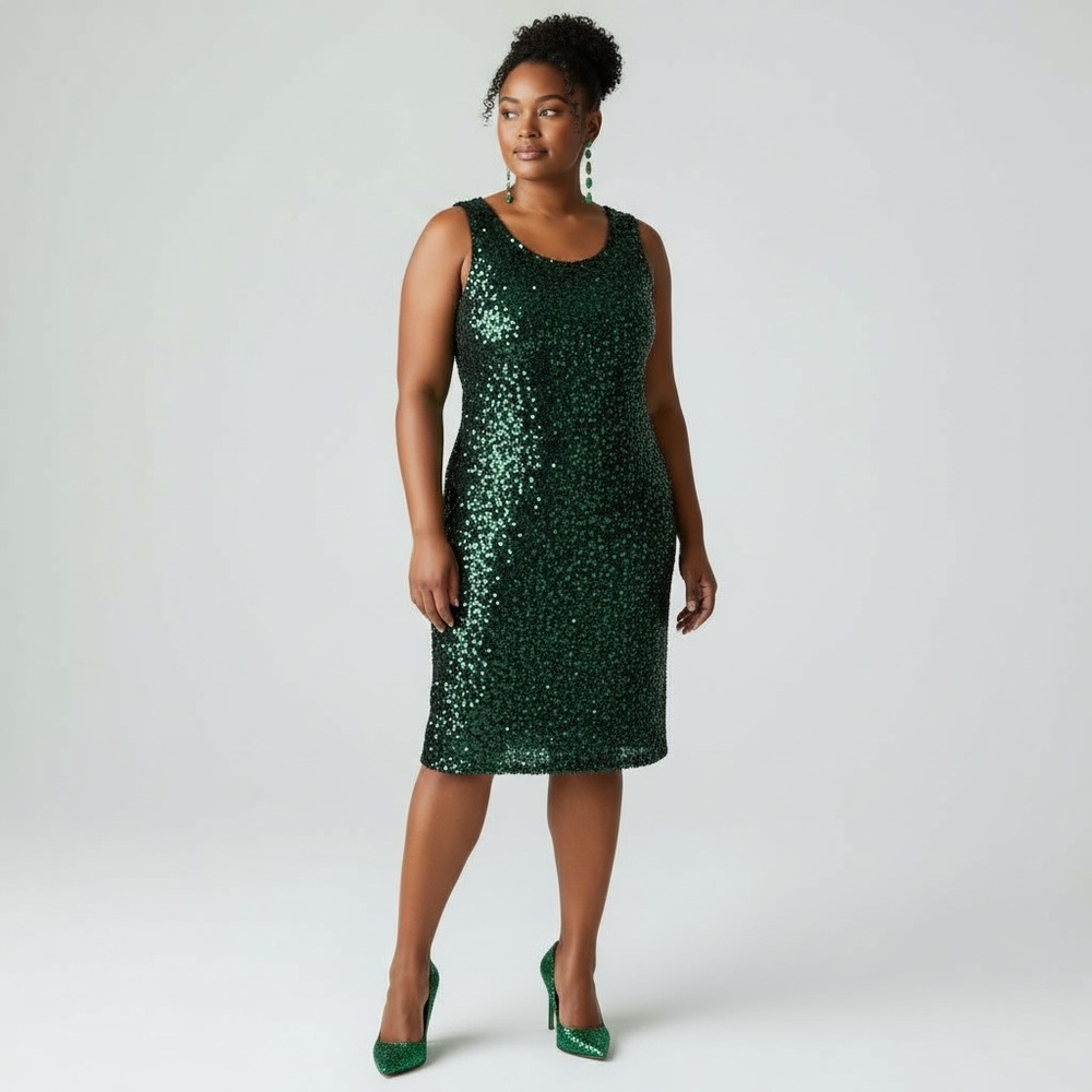 Green Sequin holiday dress